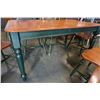 Image 8 : WOOD AND GREEN DINING TABLE WITH 6 CHAIRS