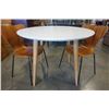 Image 2 : MODERN WHITE ROUND DINING TABLE WITH 2 BENTWOOD CHAIRS