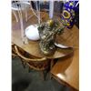 Image 1 : BUDDHA FIGURE, VASE, WICKER CENTERPIECE BOWL AND WHITE PLATTER