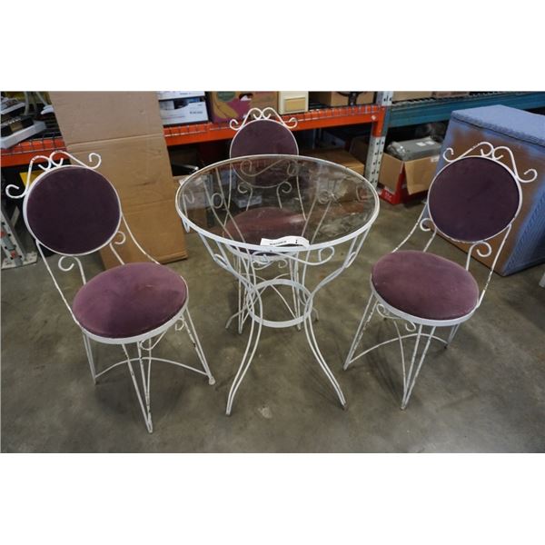 4 PIECE METAL AND GLASS BISTRO SET