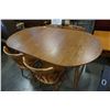 Image 2 : WOOD DINING TABLE WITH 2 LEAFS AND 4 CHAIRS