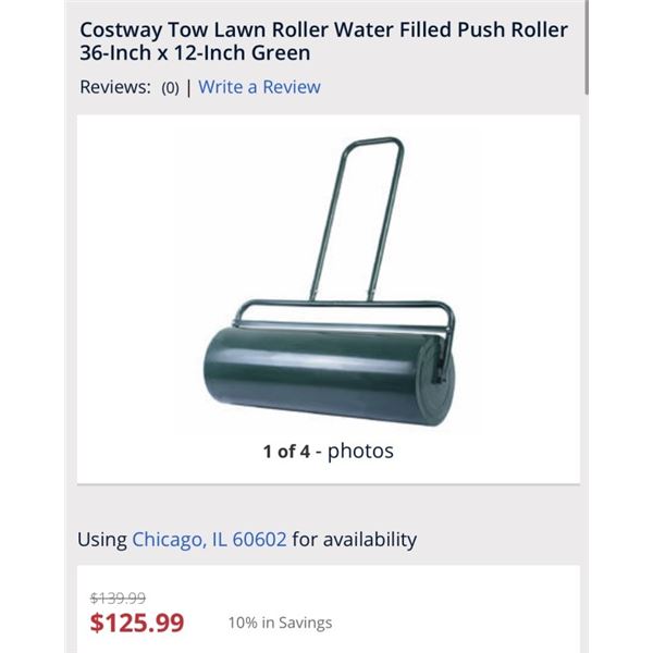 COSTWAY GREEN 36" X 12" LAWN ROLLER RETAIL $149.44