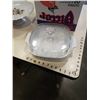 Image 3 : 2 MICROWAVE SAFE CASSEROLE DISHES, 2 BRASS CANDLESTICKS AND BAVARIA GERMANY CAKE PLATTER