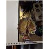 Image 3 : TRAY OF COLLECTIBLES: PEACOCK, KEGERATOR SPOUT, SCALE MUSIC BOX AND MORE
