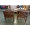 Image 1 : PAIR OF CARVED WOOD 2 DRAWER NIGHTSTANDS