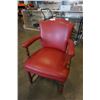 Image 1 : VINTAGE RED LEATHER STUDDED ARMCHAIR