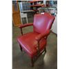 Image 2 : VINTAGE RED LEATHER STUDDED ARMCHAIR