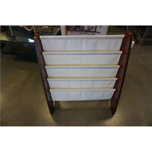 WOOD FRAMED CLOTH SHELF MAGAZINE RACK