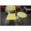 Image 1 : 6 YELLOW CHAIRS AND GREEN ITALSOFA ENDTABLE