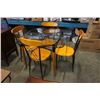 Image 1 : METAL AND WOOD GLASSTOP DINING TABLE WITH 4 CHAIRS