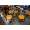 Image 2 : METAL AND WOOD GLASSTOP DINING TABLE WITH 4 CHAIRS