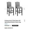 Image 1 : COSTWAY PAIR OF UPHOLSTERED BAR STOOLS GREY - RETAIL $309.99