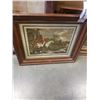 Image 2 : ANTIQUE WATERCOLOR PAINTING AND 2 REPRODUCTION HUNTING PRINTS
