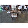 Image 2 : METAL BASE GLASS AND WOOD TOP DINING TABLE WITH 4 CHAIRS