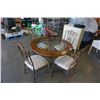 Image 3 : METAL BASE GLASS AND WOOD TOP DINING TABLE WITH 4 CHAIRS