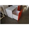 Image 3 : TWO WHITE AND ORANGE STORAGE DRAWER ENDTABLES