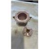 Image 4 : HAND PAINTED ROSA PORCELAIN TRAY, TEACUPS AND SAUCERS AND SUGAR