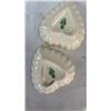 Image 8 : BELLEEK IRELAND CHINA LILY CANDY DISH, 2 HEART DISHES, LEAF PLATE, AND 2 FLOWER PLATES