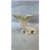 Image 2 : 2 BELLEEK IRELAND CHINA CORNUCOPIA VASES AND EGG EMBOSSED W/ DASIES
