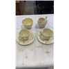 Image 1 : 2 BELLEEK IRELAND CHINA HARP SHAMROCK CUPS AND SAUCERS, AND CREAM AND SUGAR