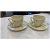 Image 2 : 4 BELLEEK HARP IRELAND CHINA SHAMROCK CUPS AND SAUCERS