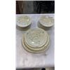 Image 1 : 21 PIECES BELLEEK IRELAND CHINA HARP SHAMROCK PLATES - 1  9.5" PLATES, 3  8" PLATES, 1  7" PLATES, 1
