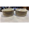 Image 2 : 21 PIECES BELLEEK IRELAND CHINA HARP SHAMROCK PLATES - 1  9.5" PLATES, 3  8" PLATES, 1  7" PLATES, 1