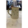 Image 2 : BELLEEK IRLEAND HARP SHAMROCK CUP AND SAUCER AND WOVEN BASKET SHAMROCK CREAMER