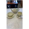 Image 1 : BELLEEK IRELAND CHINA SHAMROCK BASKETWEAVE TEAPOT W/ LID, AND 2 CUPS AND SAUCERS