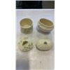 Image 8 : BELLEEK IRELAND CHINA SHAMROCK LIDDED HONEY POT AND 2 LIDDED DISHES