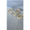 Image 2 : BELLEEK IRELAND CHINA ROW BOAT CANDY DISH, SEAHORSE FIGURE, AND DOG FIGURE