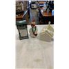 Image 1 : BELLEK IRELAND CHINA COTTAGE BREAD/ CHEESE COVER, LEPRECHAUN FIGURE AND SHAMROCK BELL