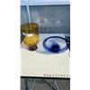 Image 1 : LARGE AMBER VASE AND BLUE BOWL