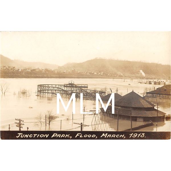 Junction Park Flood 1913 Amusement Park Rochester, PA Photo PC
