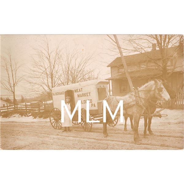 HJ Schaad Meat Market Delivery Wagon Mildred, Pennsylvania Photo Postcard