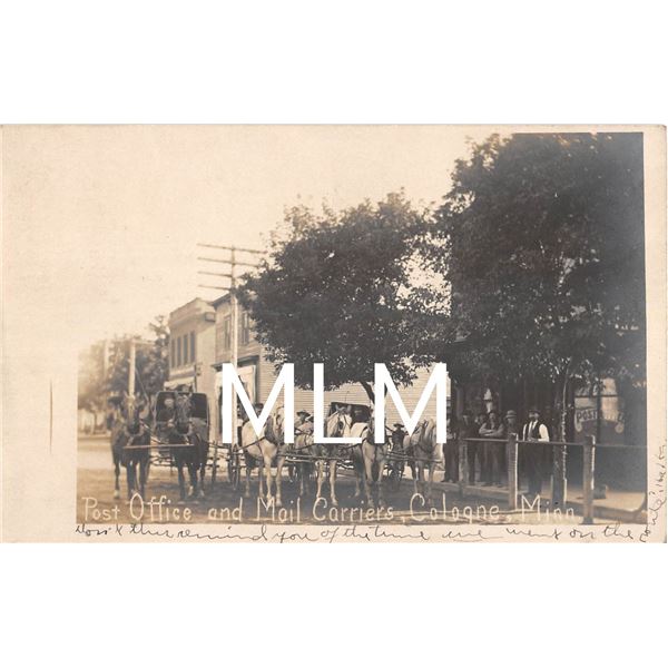 Post Office & Mail Carriers Cologne, Minnesota Photo Postcard