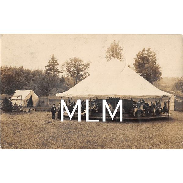 Merry Go Round Carrousel & Ticket Office Lowell, Massachusetts Photo Postcard