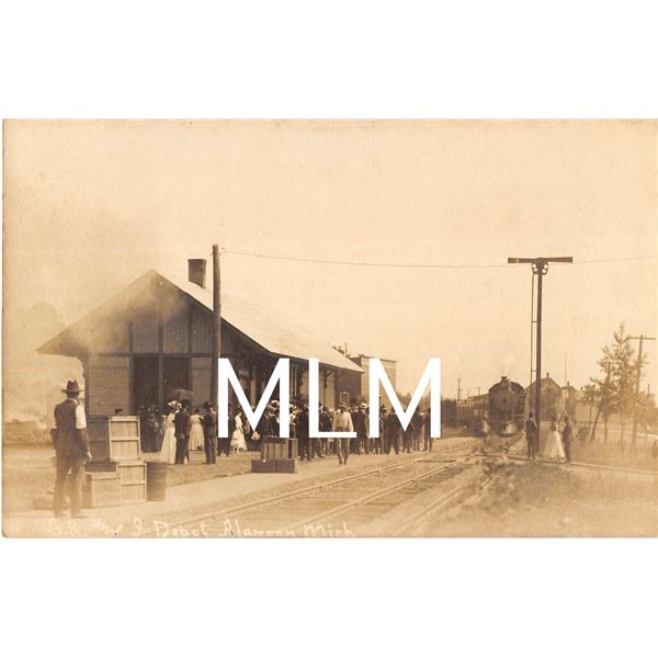Train Station Depot Alanson, Michigan Photo Postcard