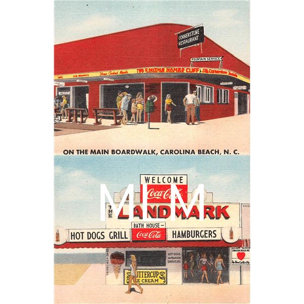 Main Boardwalk Restaurants Ice Cream Coca Cola Carolina Beach, NC Linen PC