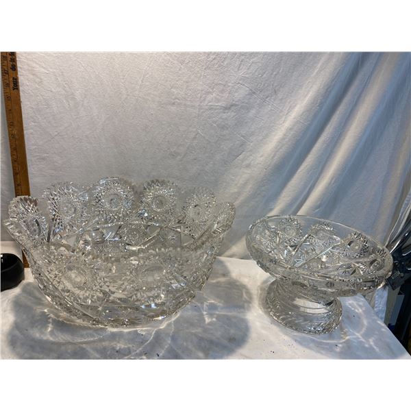 Crystal bowl, glasses and other