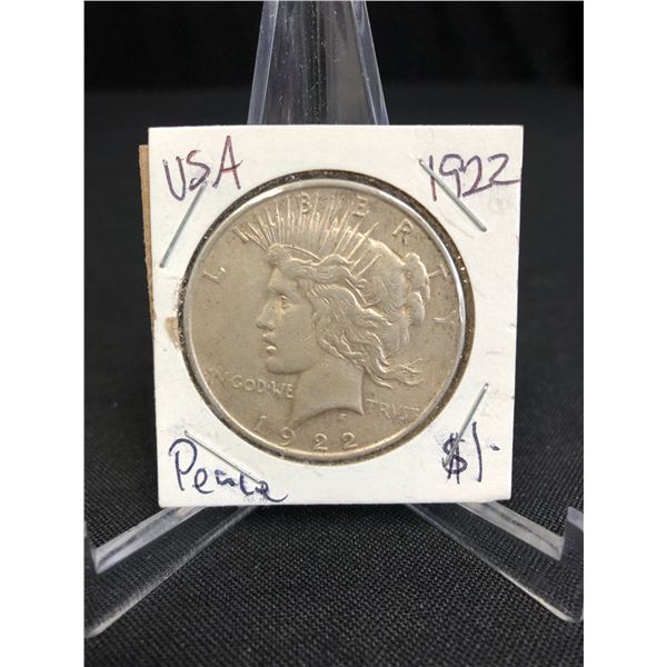 1922 PEACE DOLLAR .900 SILVER