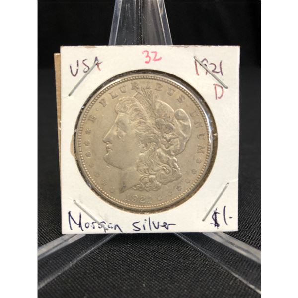 1921 D  MORGAN SILVER DOLLAR  .900 SILVER