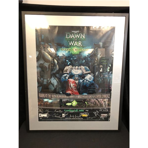 WARHAMMER GOD OF WAR MULTI SIGNED AND FRAMED 20 X 23 POSTER