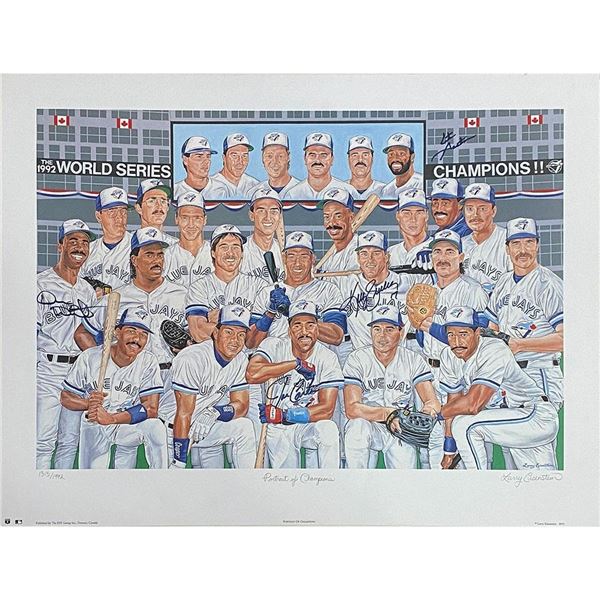 LIMITED EDITION MULTI SIGNED 1992 TORONTO BLUE JAYS PORTRAIT OF CHAMPIONS 135/1992