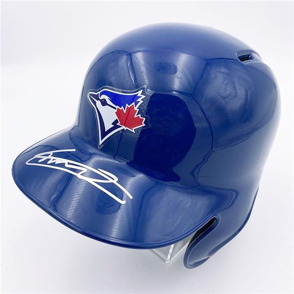 VLADIMIR GUERRERO JR SIGNED TORONTO BLUE JOYS BATTING HELMET ( FROZEN POND COA)