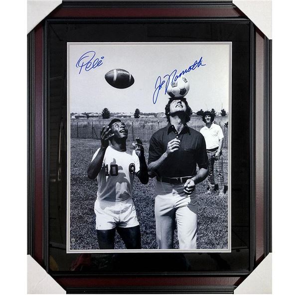 PELE AND JOE NAMETH SIGNED AND CUSOM FRAMED 16 X 20 ( PSA LOA)