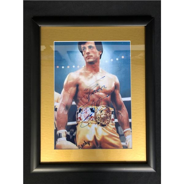 SYLVESTER STALLONE SIGNED AND FRAMED ROCKEY 8 X 10 ( RA COA)