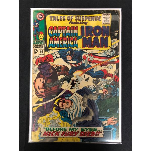 MARVEL COMICS TALES OF SUSPENSE FEATURING CAPTAIN AMERICA AND IRON MAN NO. 92