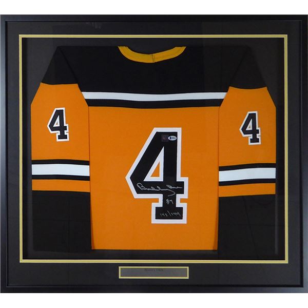 BOBBY ORR SIGNED CUSTOM FRAMED BOBBY ORR JERSEY ( GNR COA)