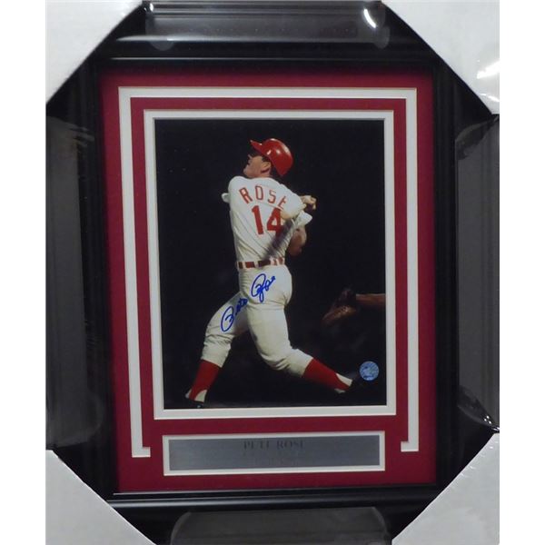 PETE ROSE SIGNED AND FRAMED 16 X 20 PHOTO ( AJ COA)